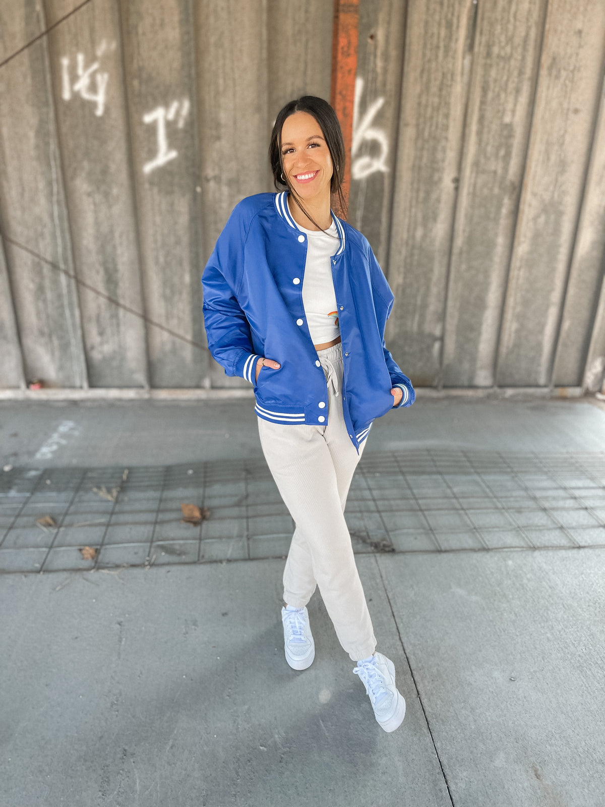 Royal Blue Varsity Bomber Jacket