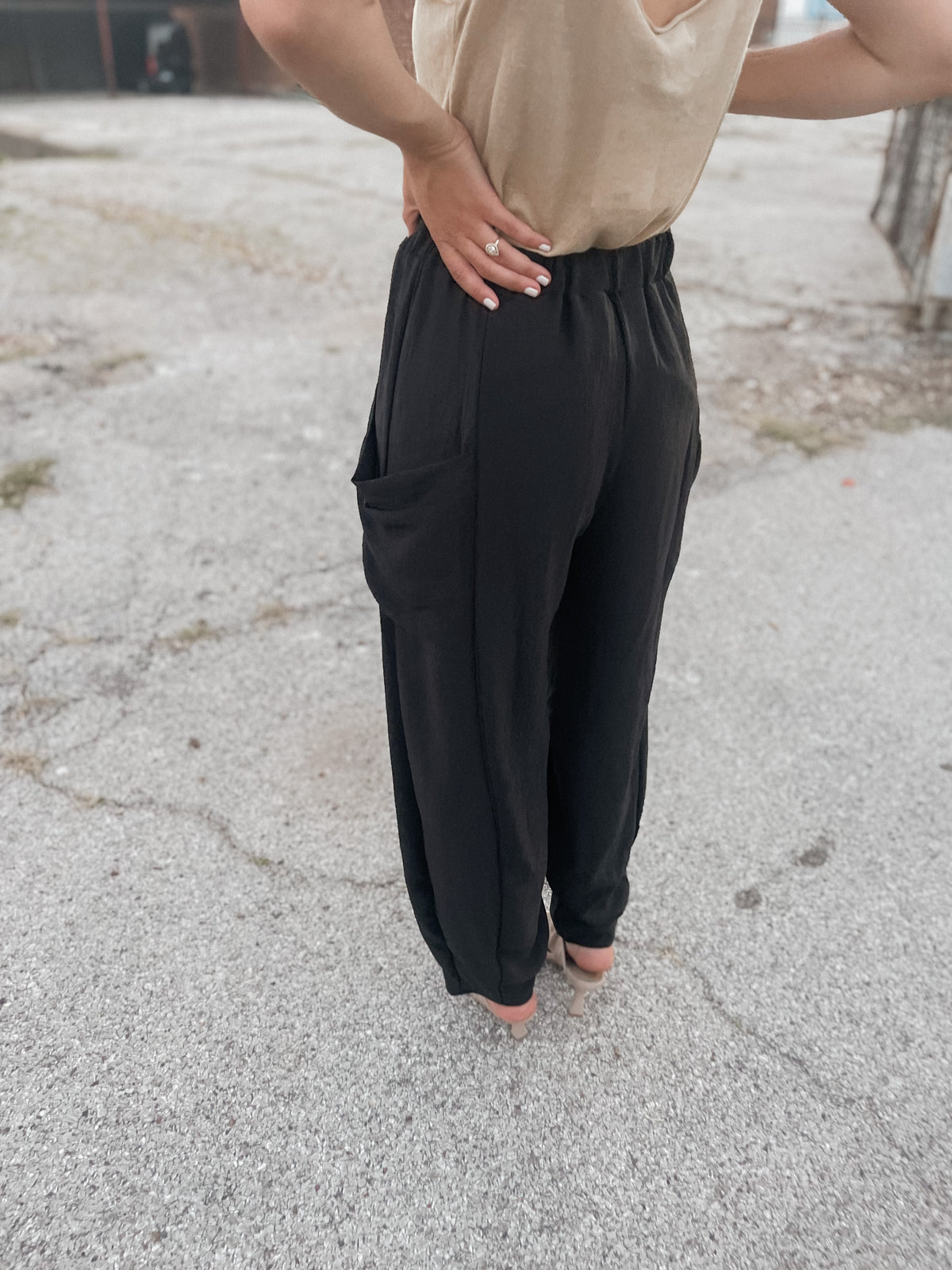 Black Parachute Style Pants