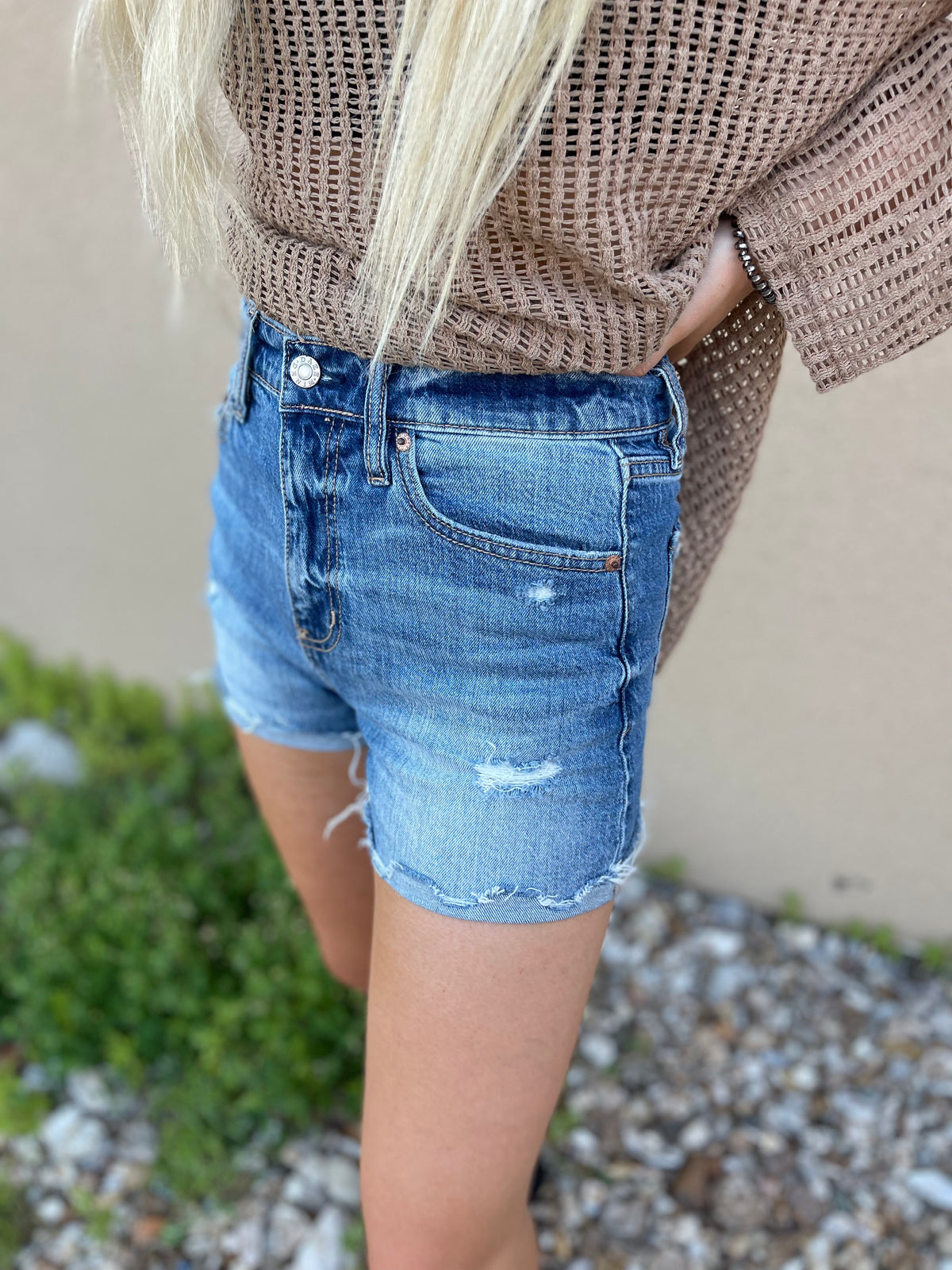 Troublemaker High Rise Denim Shorts