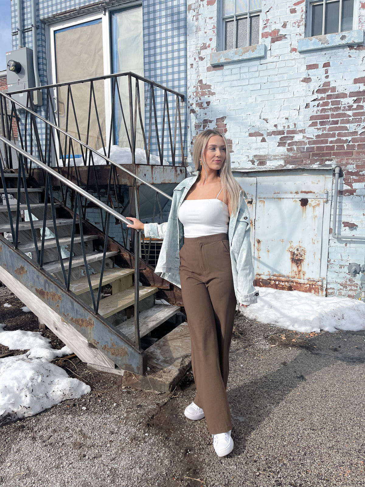Olive Brown High Waisted Trousers