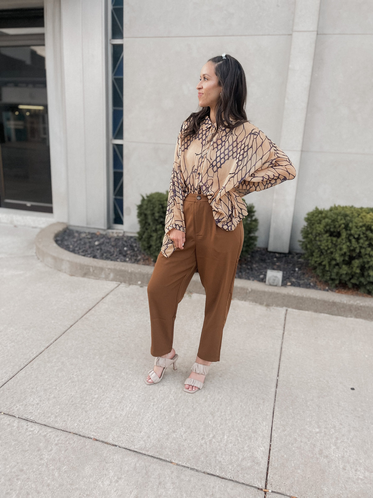 Sheer Batwing Sleeve Woven Shirt