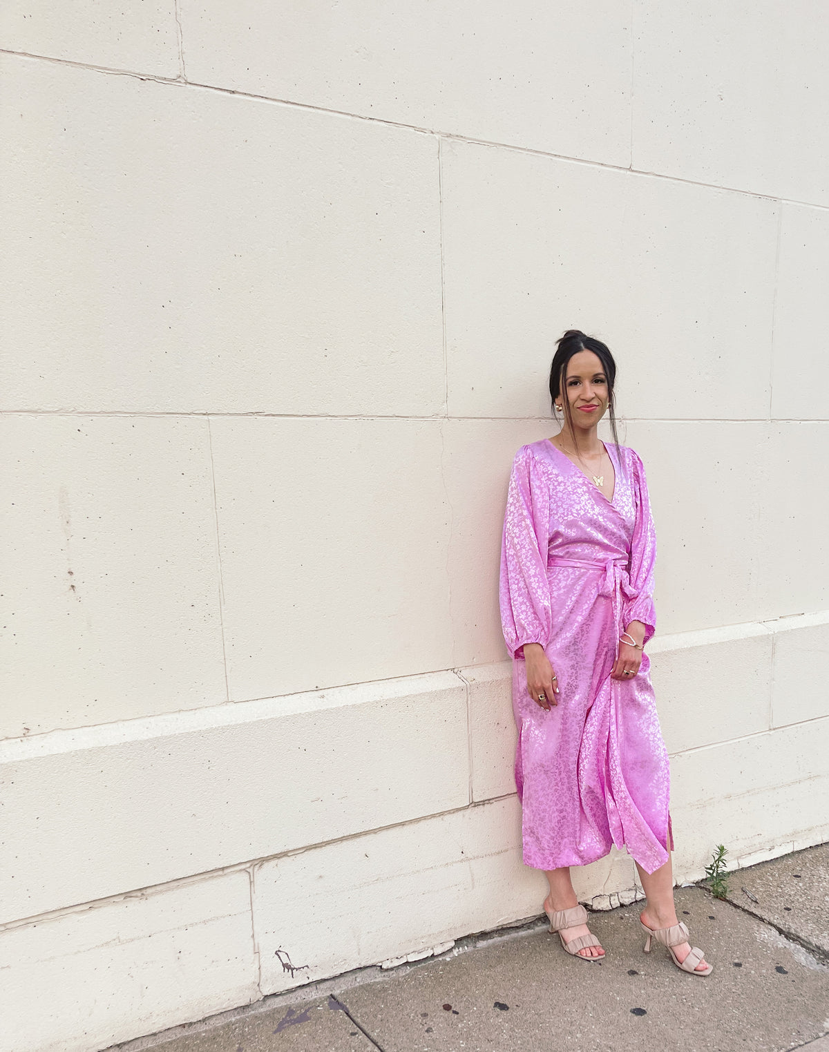 Pale Pink Kimono Style Wrap Dress