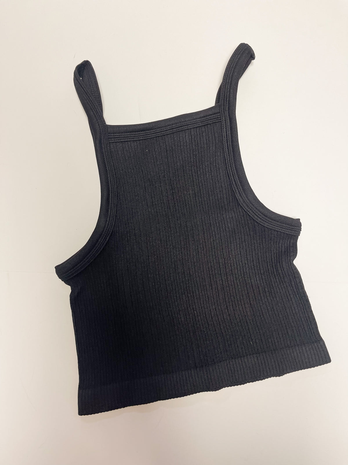 Black Thick Rib Crop Top