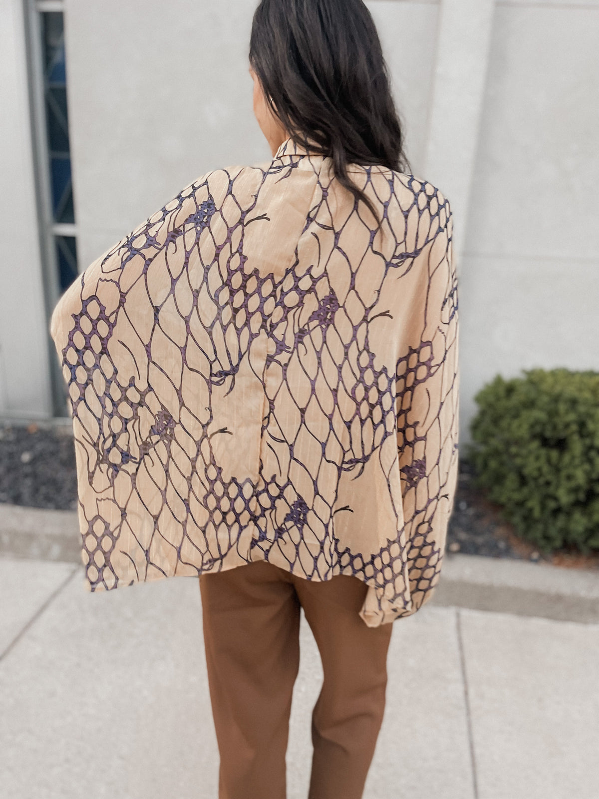 Sheer Batwing Sleeve Woven Shirt
