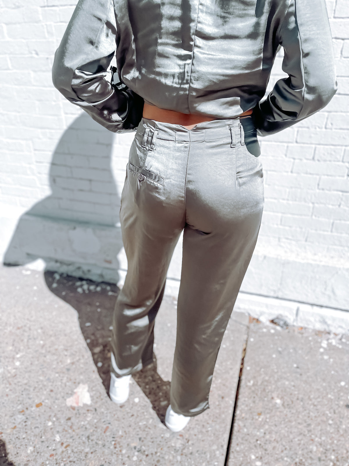 Silver Pine Heavy Satin Trouser