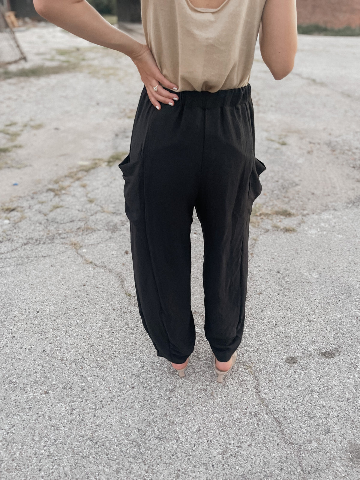 Black Parachute Style Pants