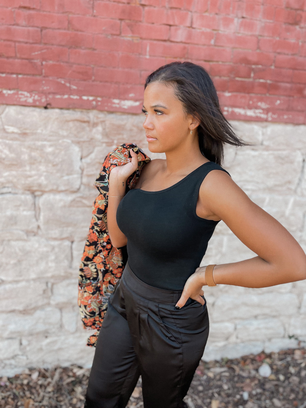 One Shoulder Black Bodysuit
