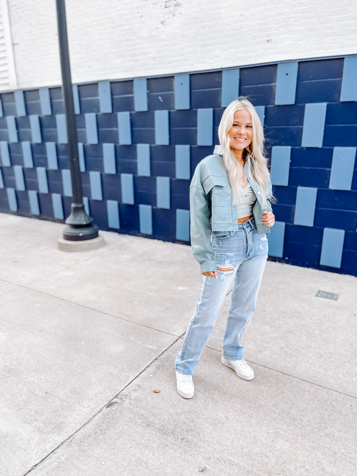 Cropped Vegan Leather Jacket