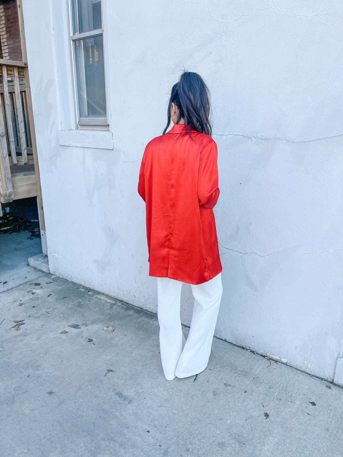 Bright Red  Satin Blazer Coat
