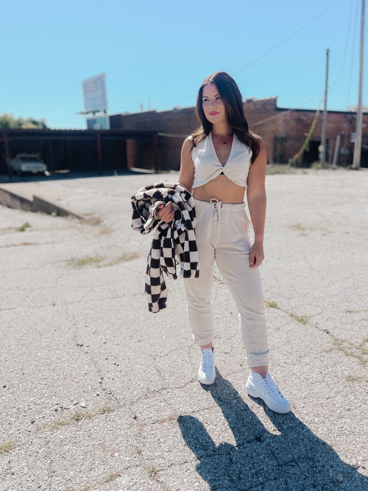 Pearl Burnout Surplice Crop Top