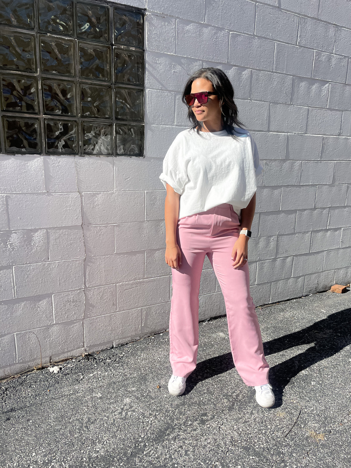 White Boxy Loose Fit Crewneck Tee