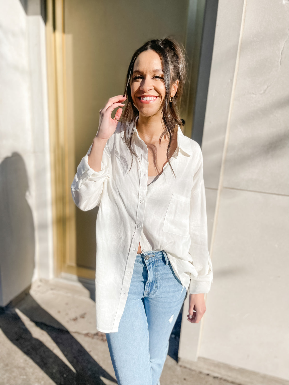 Relaxed Fit Button Down Linen Shirt