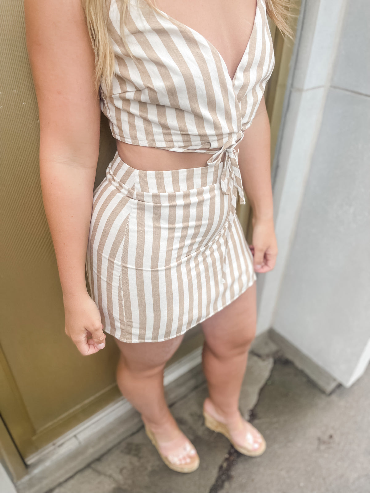 Striped Crop Top & Mini Skirt Set