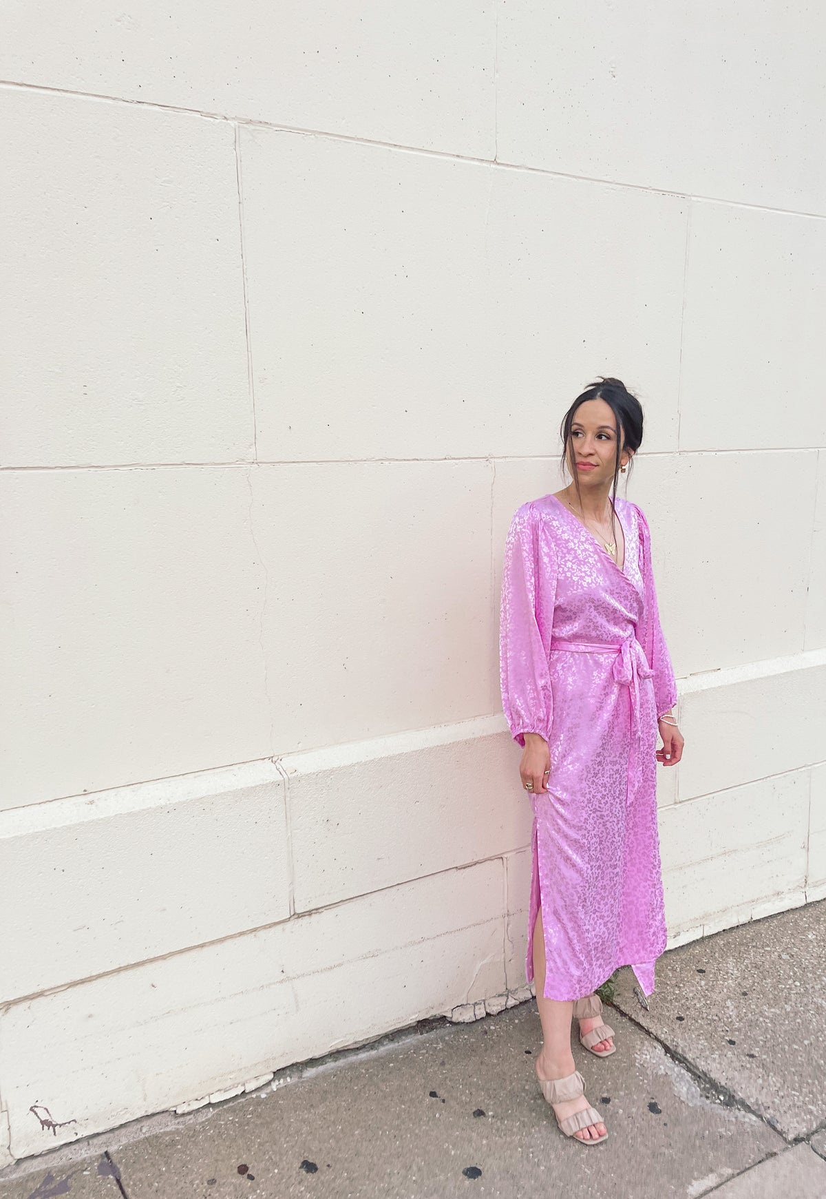 Pale Pink Kimono Style Wrap Dress