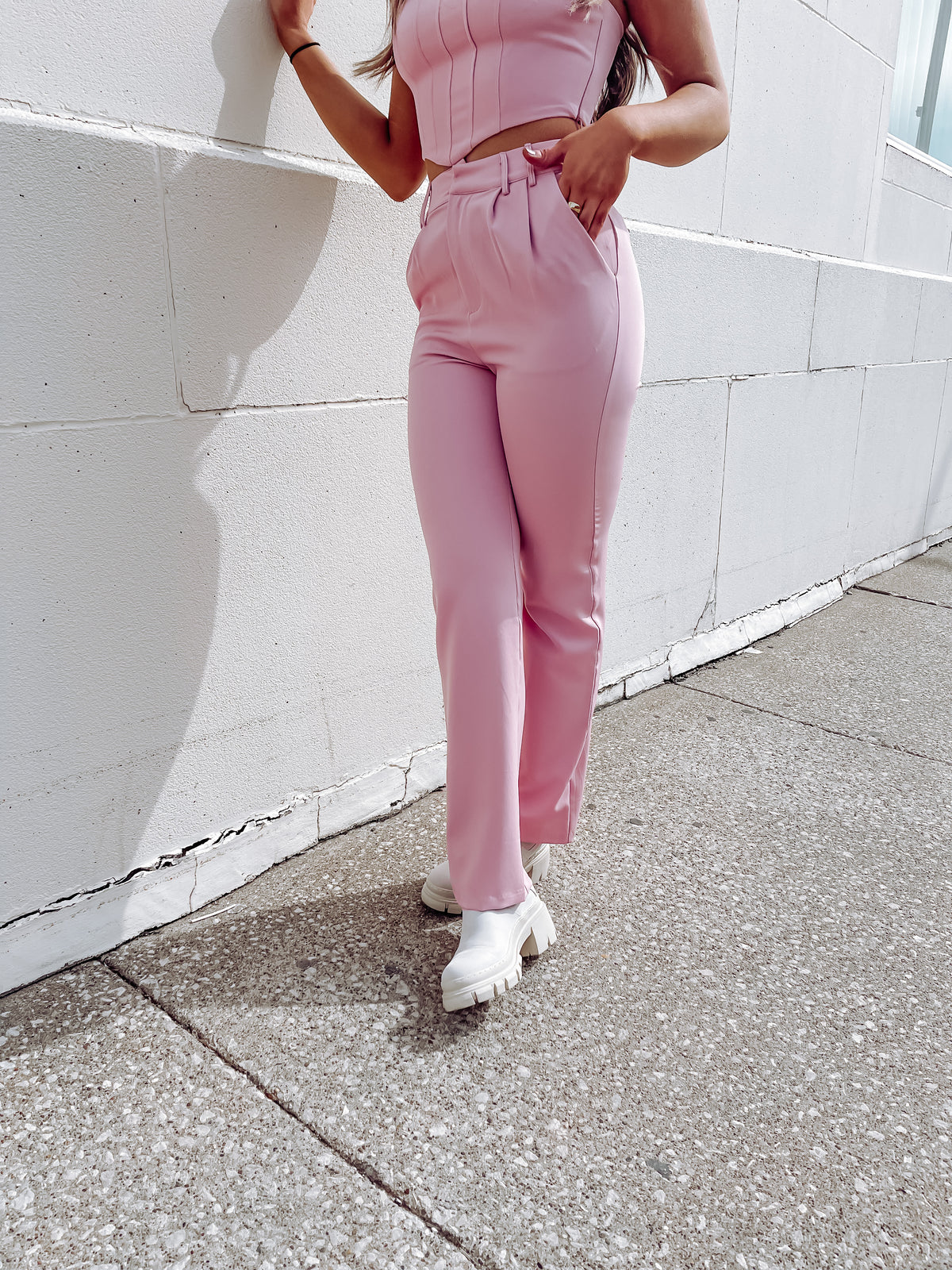 Pink Straight Leg Trousers