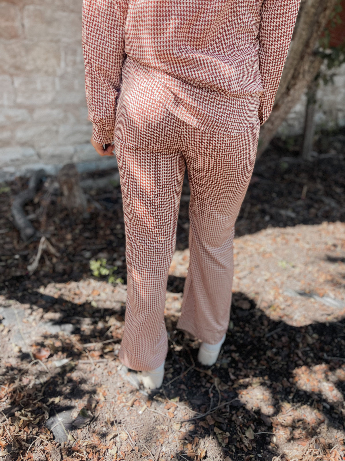 Rust Gingham Print Trousers