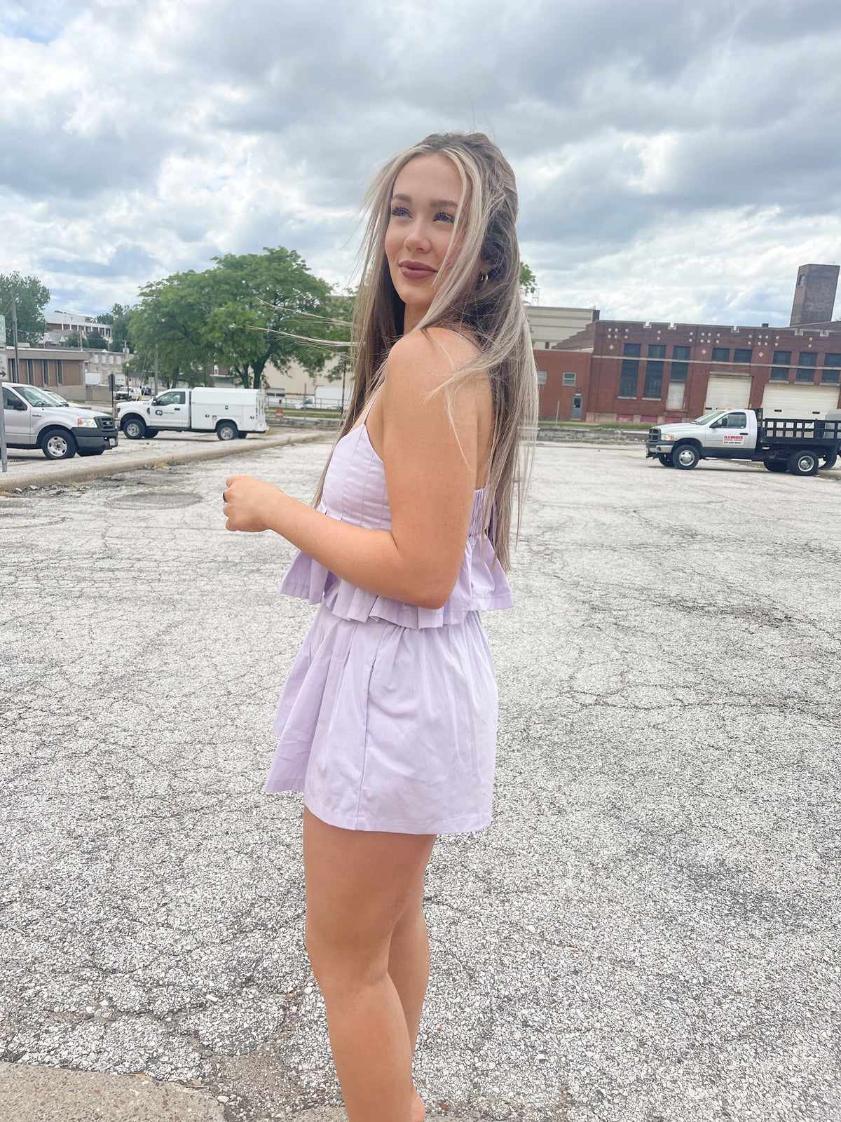 Lavender Skort & Crop Top Set