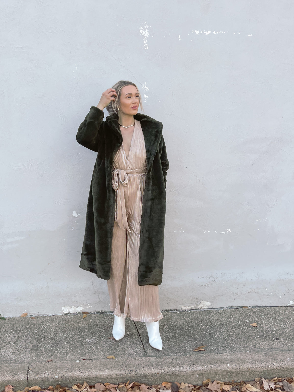 Wide Leg Foil Pleated Jumpsuit