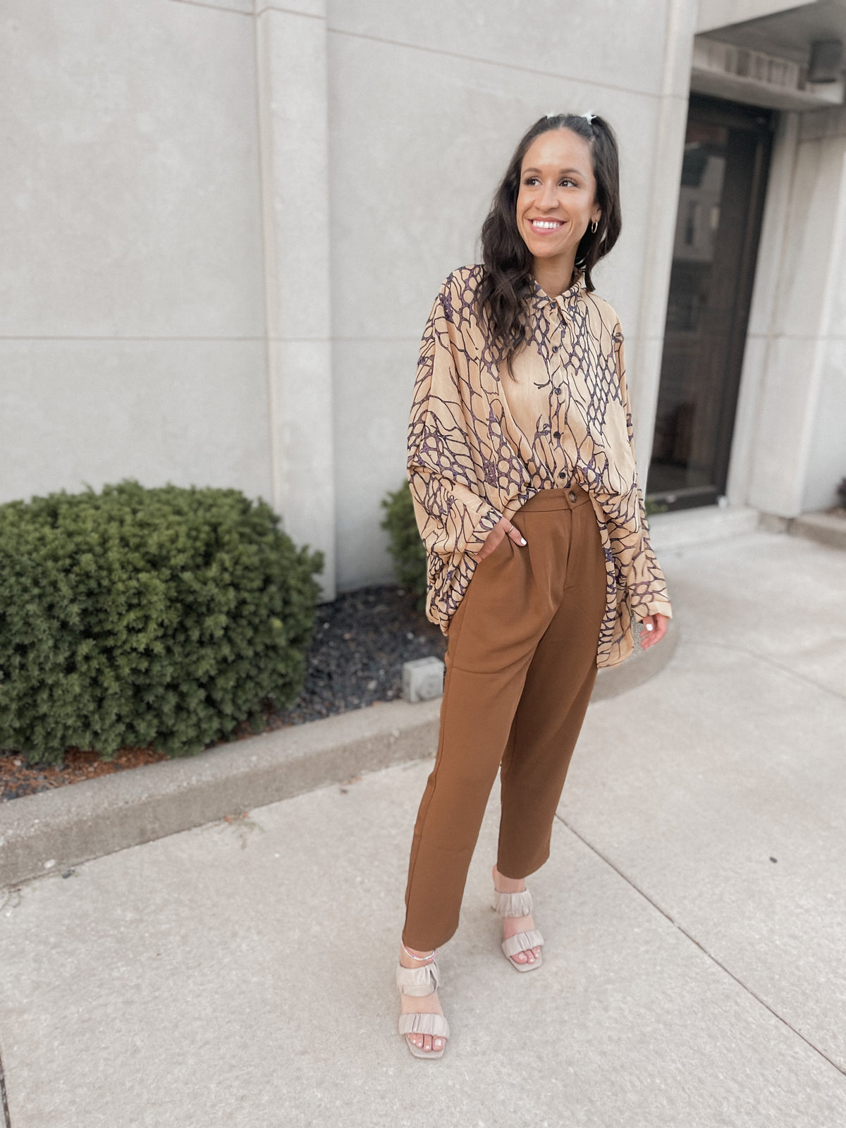Sheer Batwing Sleeve Woven Shirt