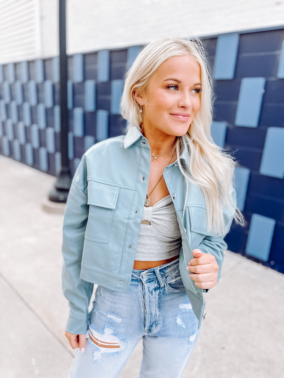 Cropped Vegan Leather Jacket