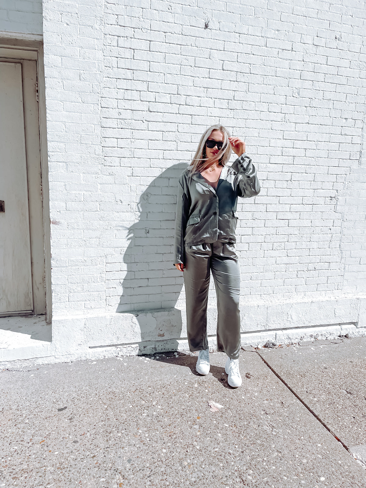 Silver Pine Heavy Satin Trouser