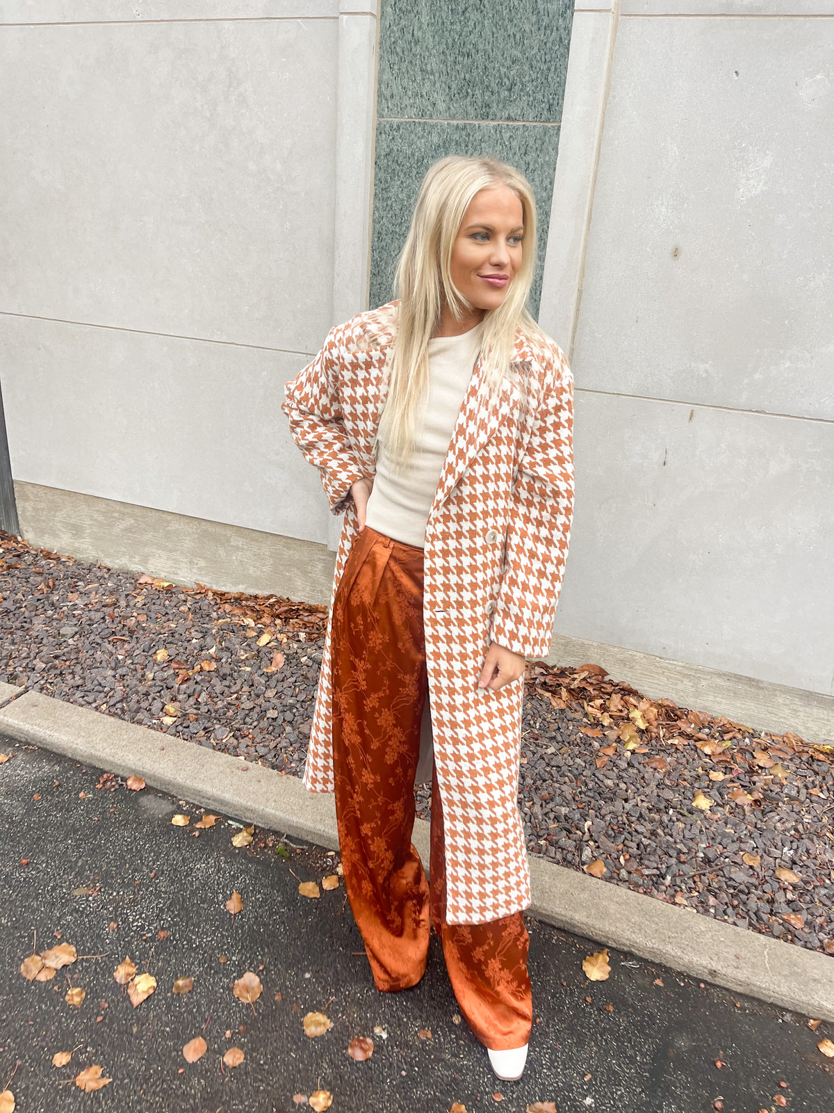 Rust Satin Jacquard Trousers