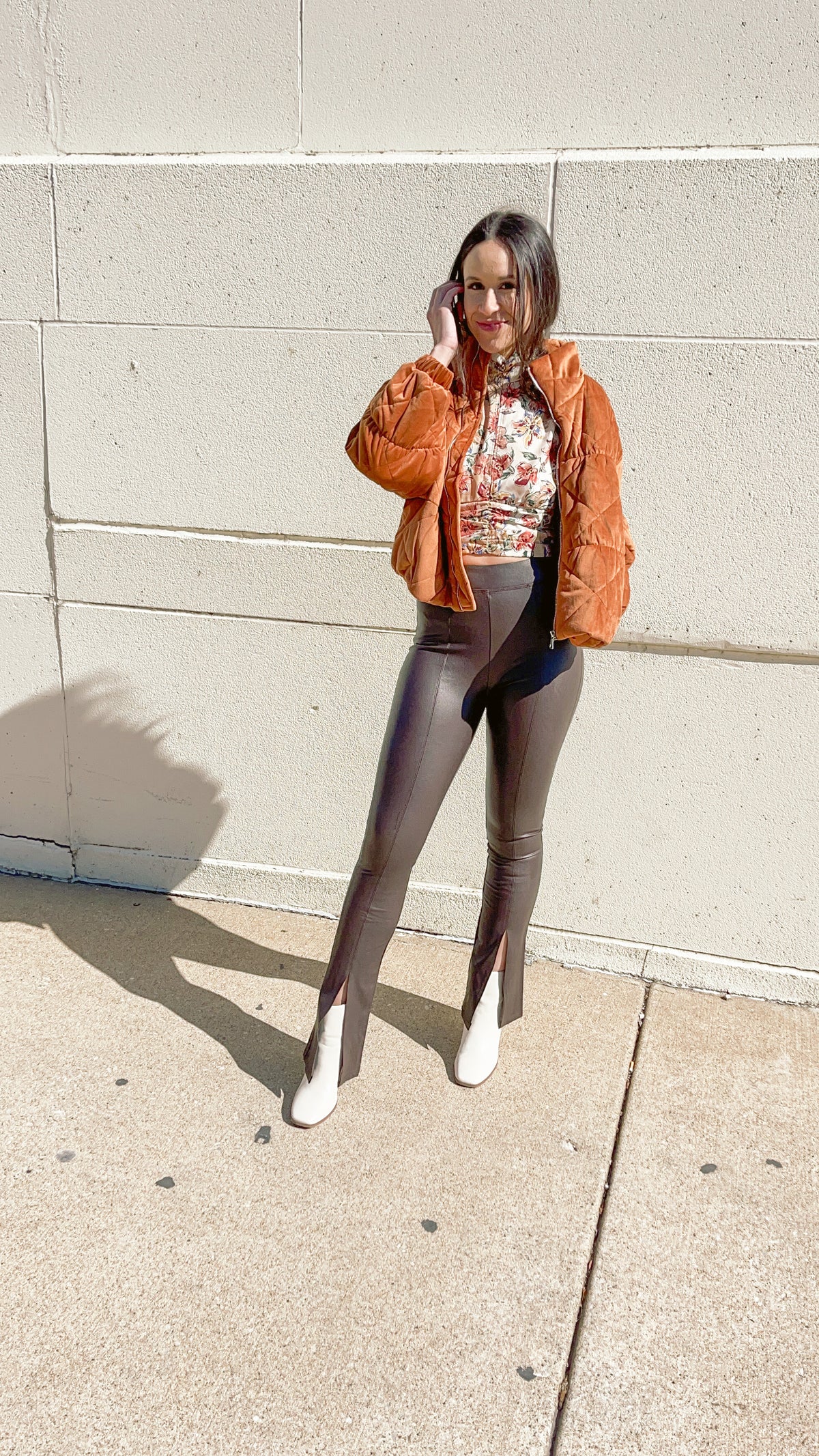 Vegan Leather Split Hem Flare Pants