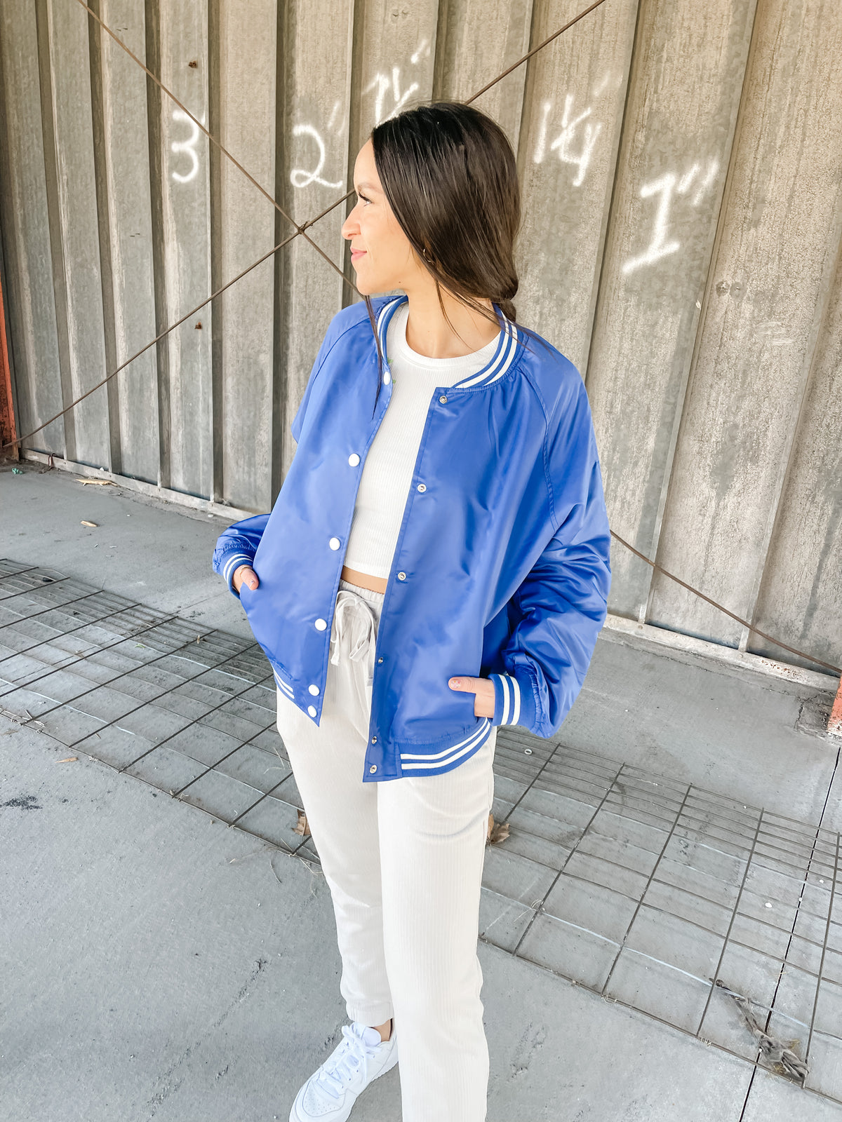 Royal Blue Varsity Bomber Jacket