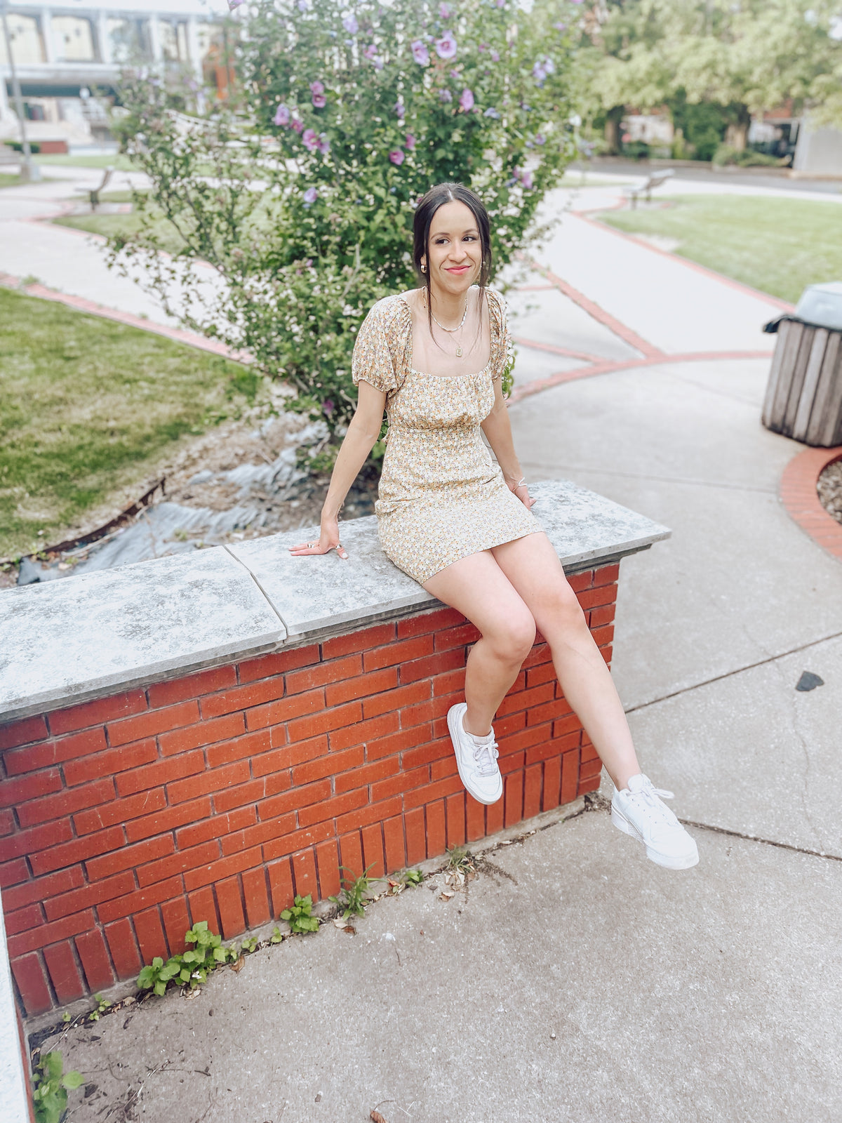 Floral Short Sleeve Mini Dress