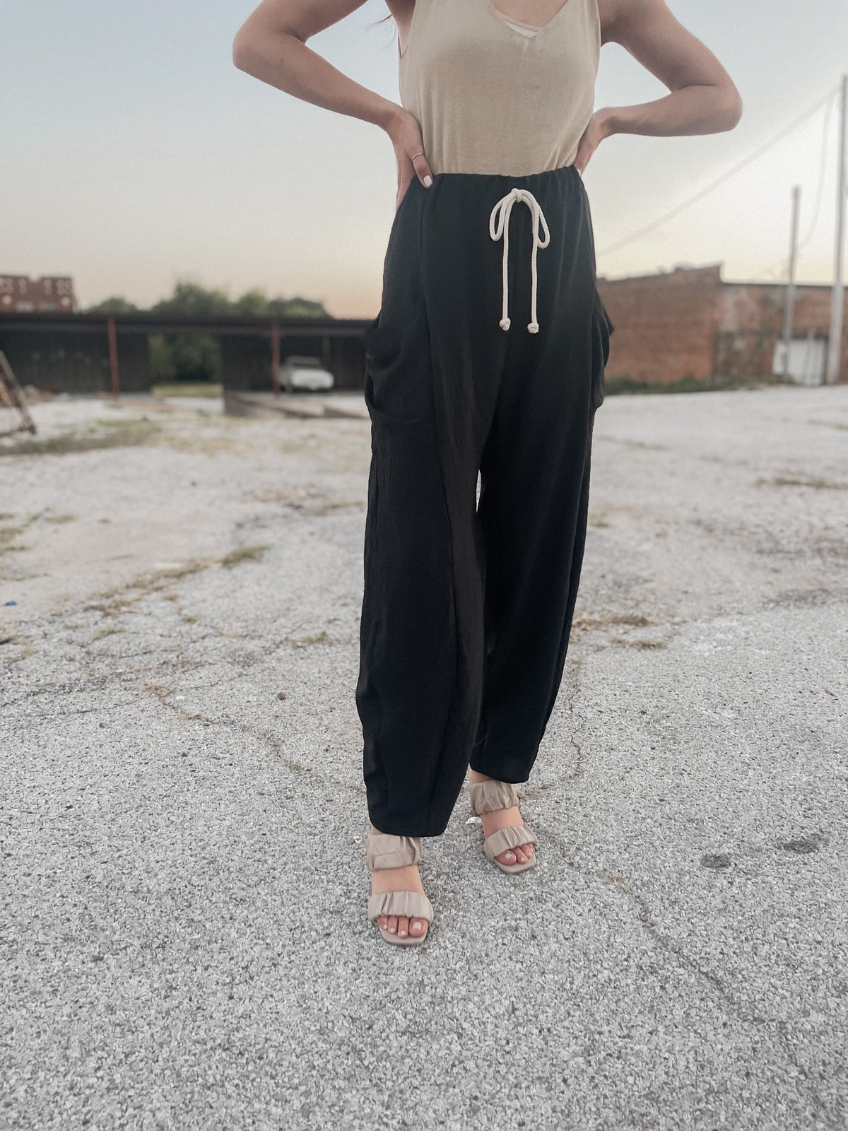 Black Parachute Style Pants