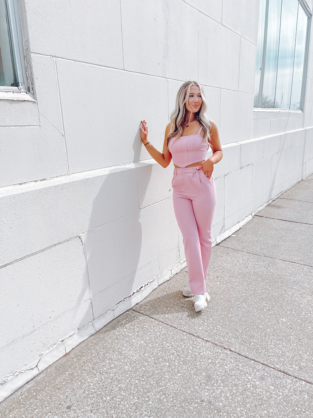 Pink Straight Leg Trousers