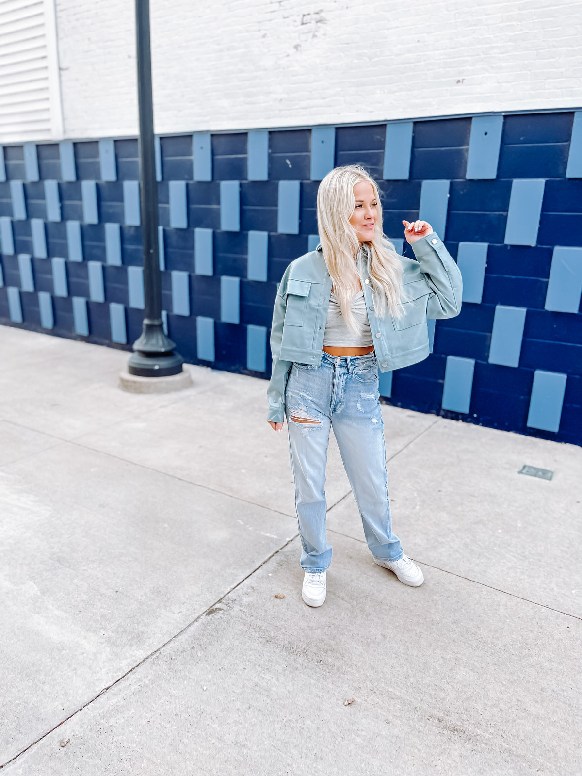 Cropped Vegan Leather Jacket