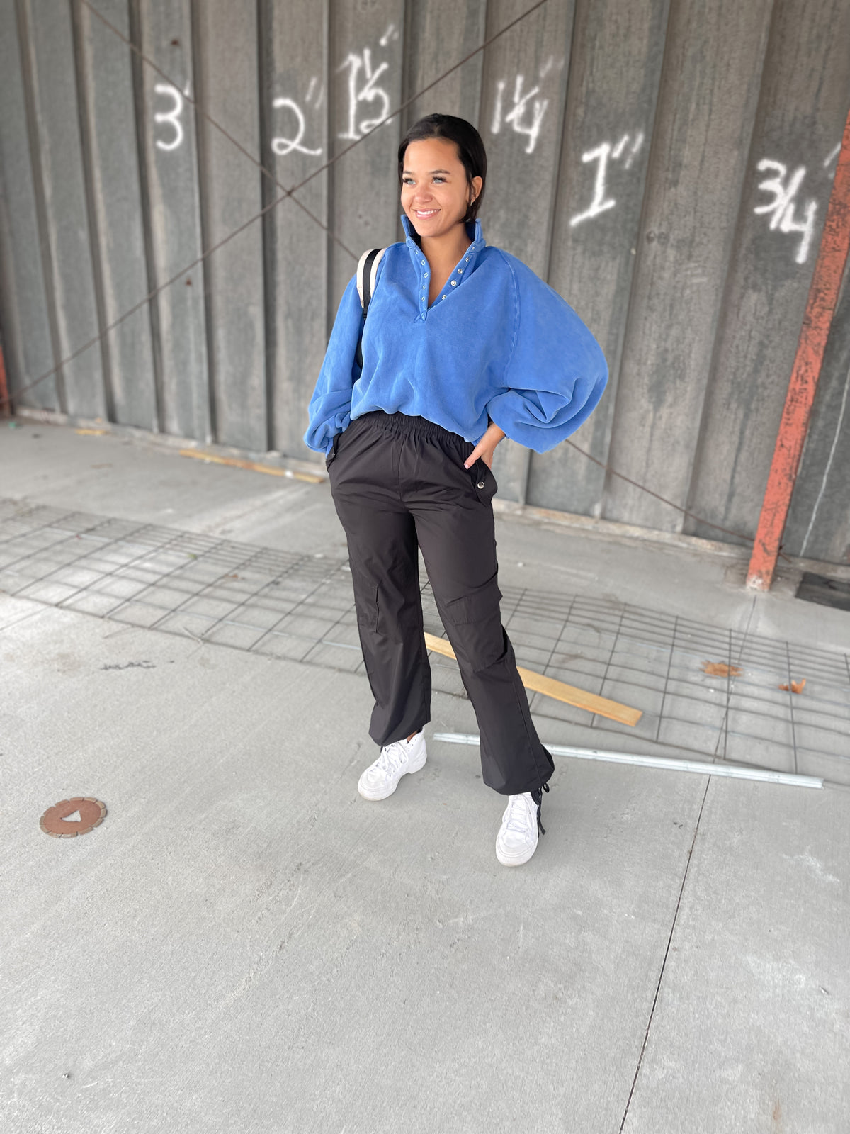 Black Cargo Style Wind Pants