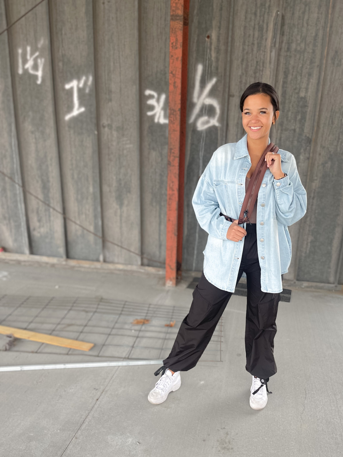 Black Cargo Style Wind Pants