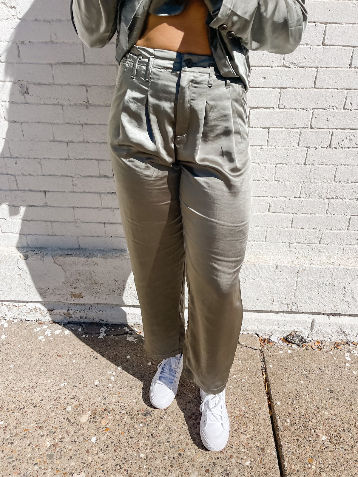 Silver Pine Heavy Satin Trouser