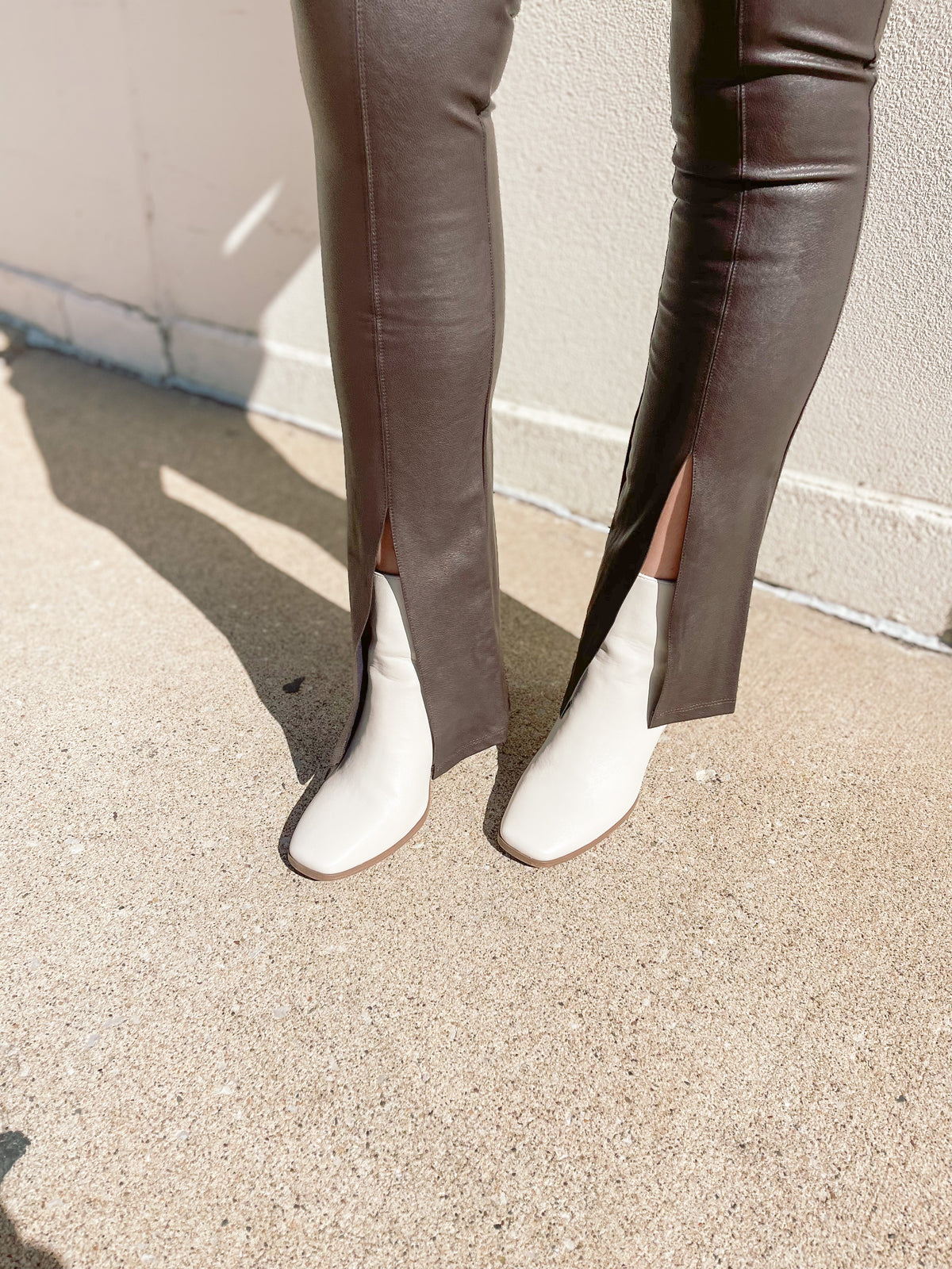 Vegan Leather Split Hem Flare Pants