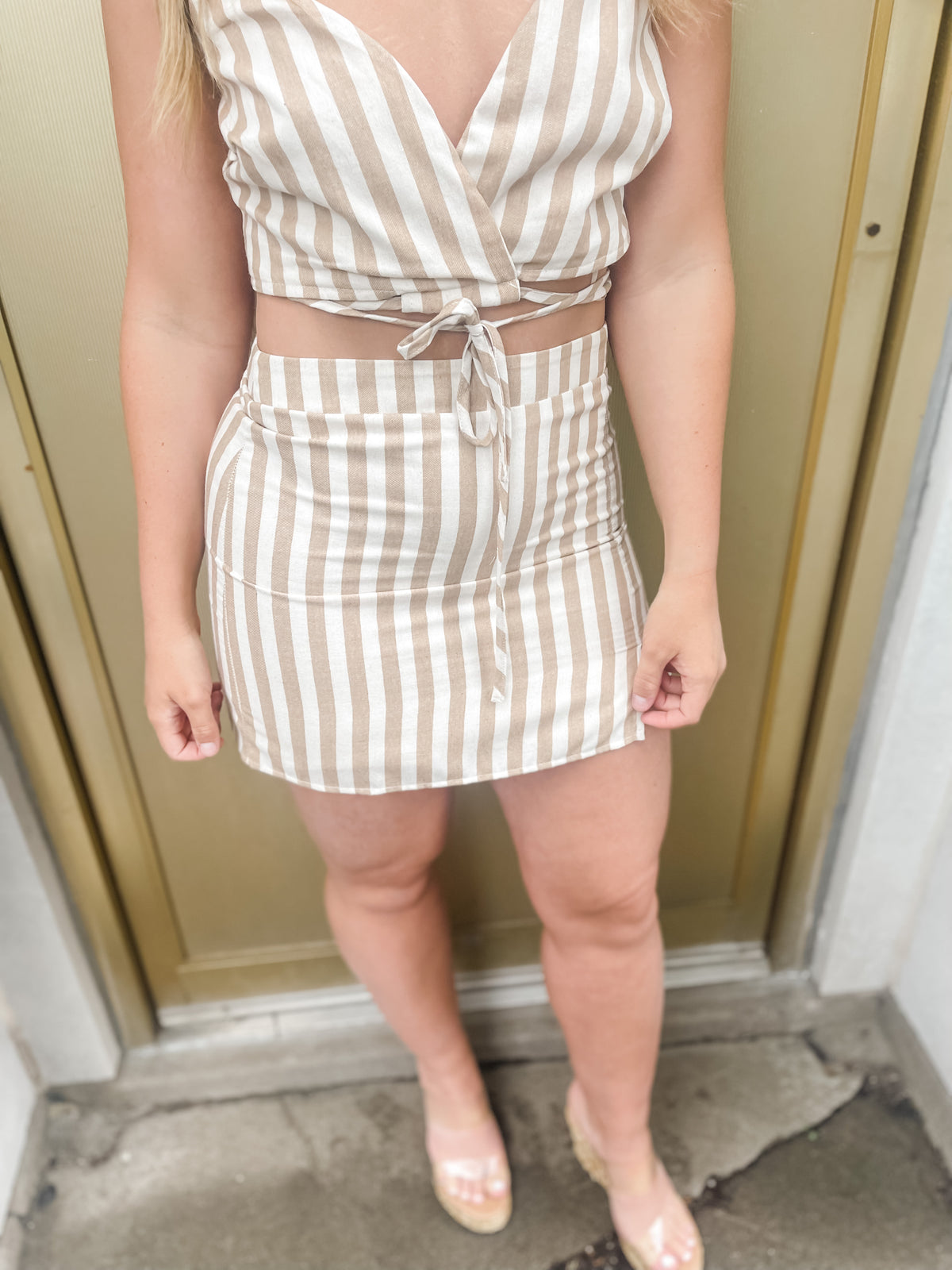 Striped Crop Top & Mini Skirt