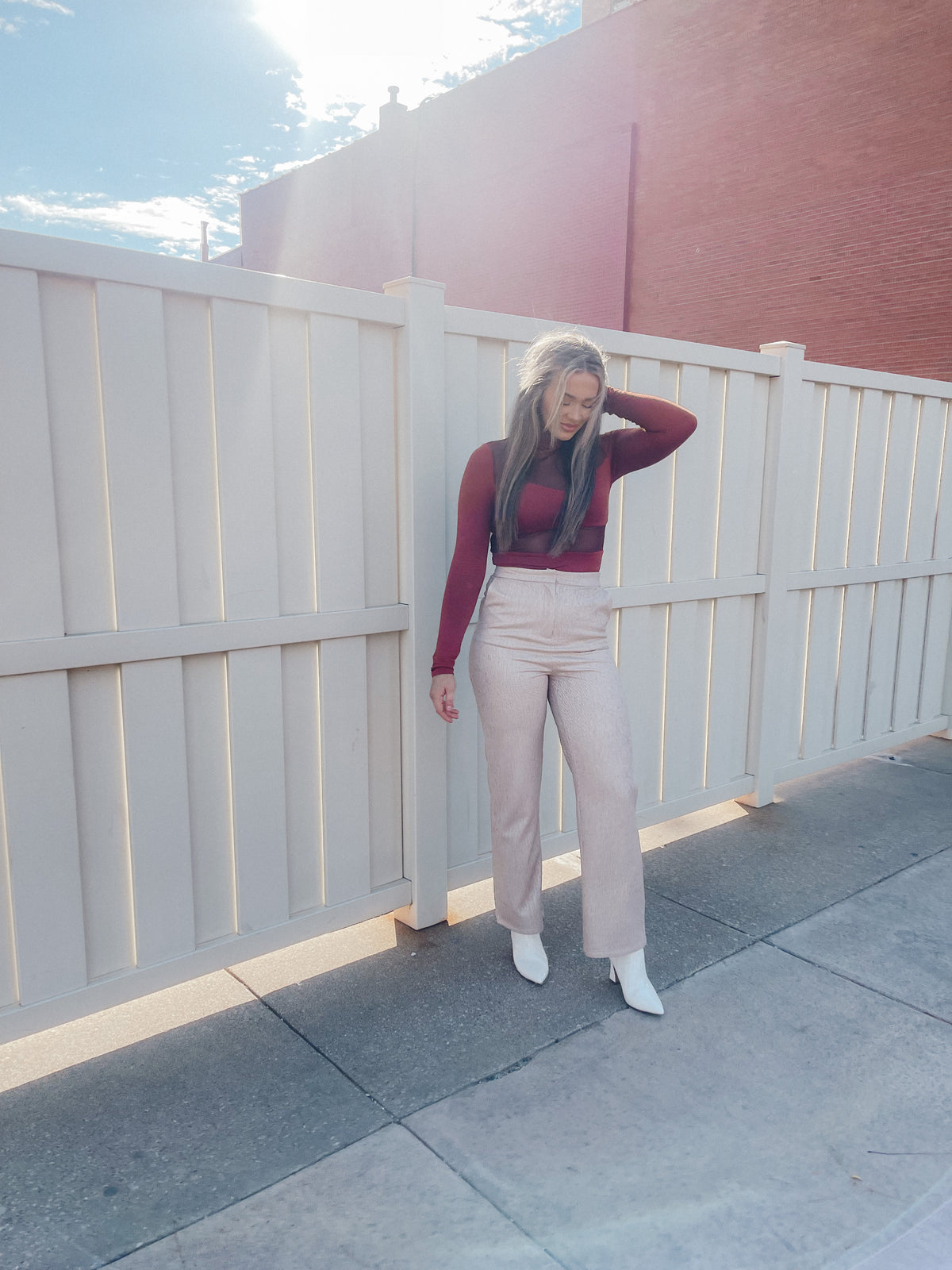 Silver Beige Wide Leg Pant