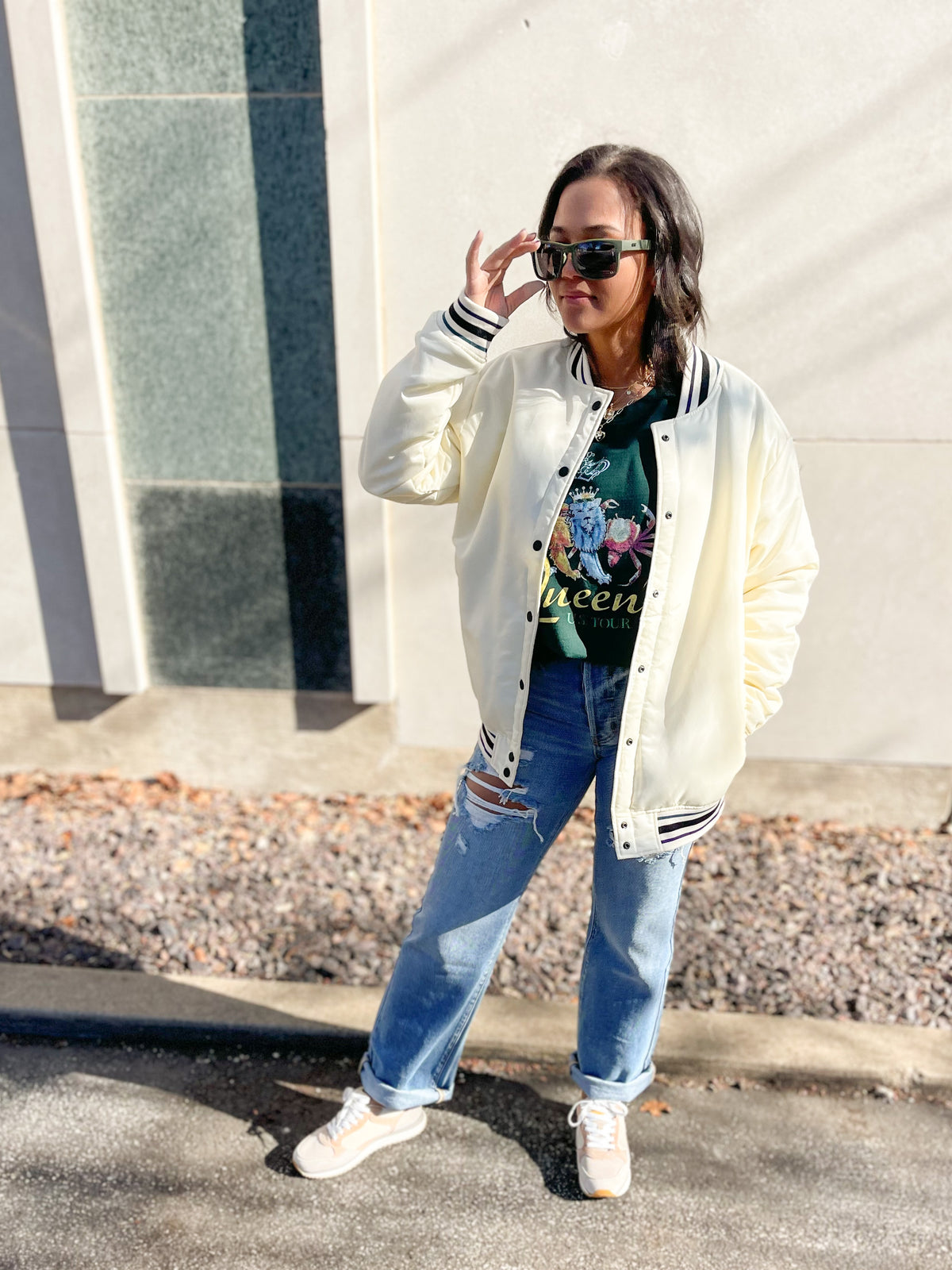 varsity jacket outfit girl