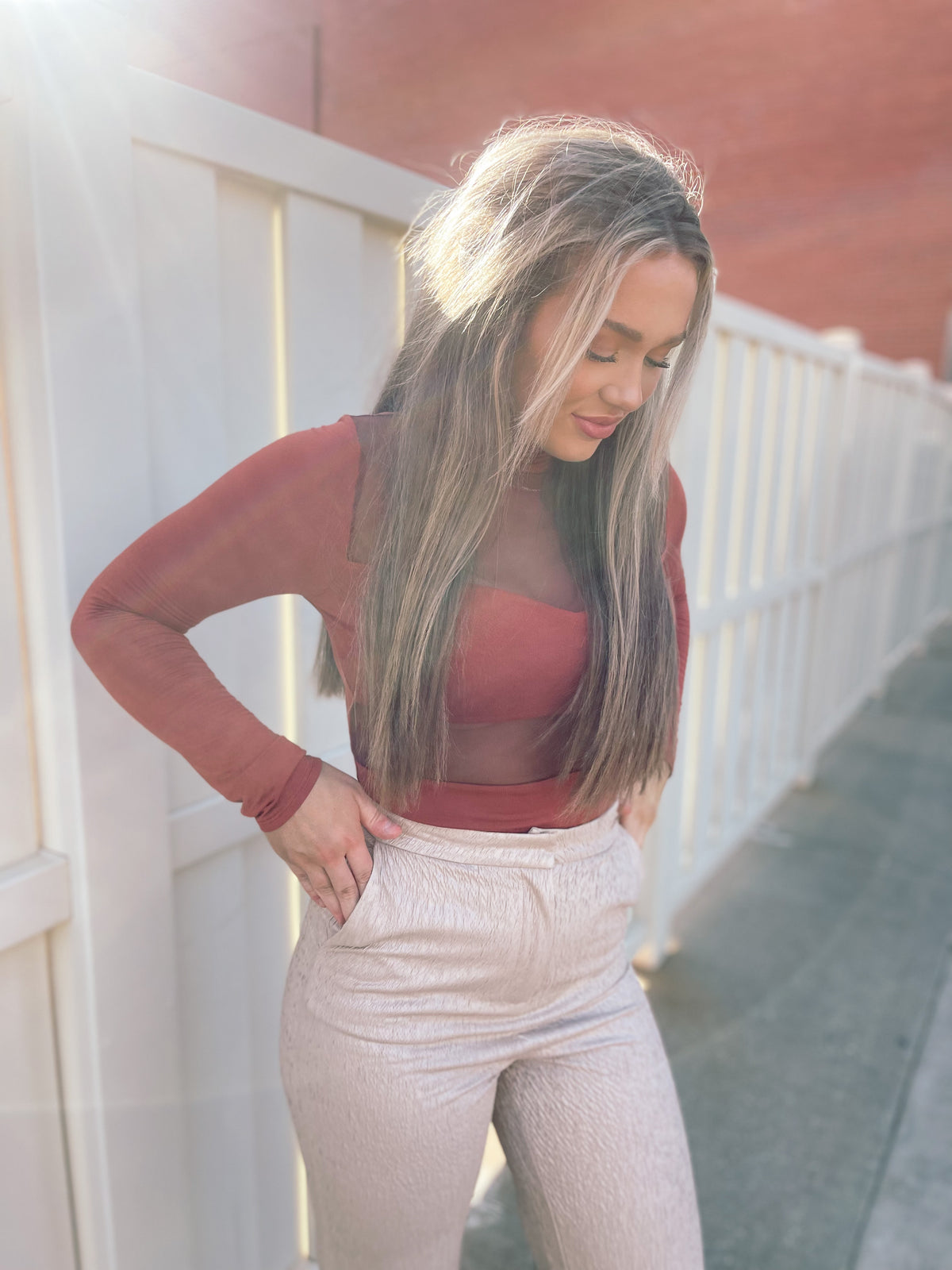 Silver Beige Wide Leg Pant