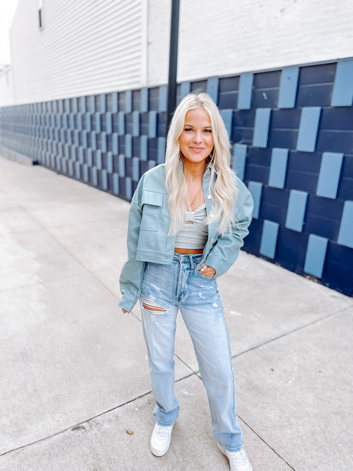 Cropped Vegan Leather Jacket