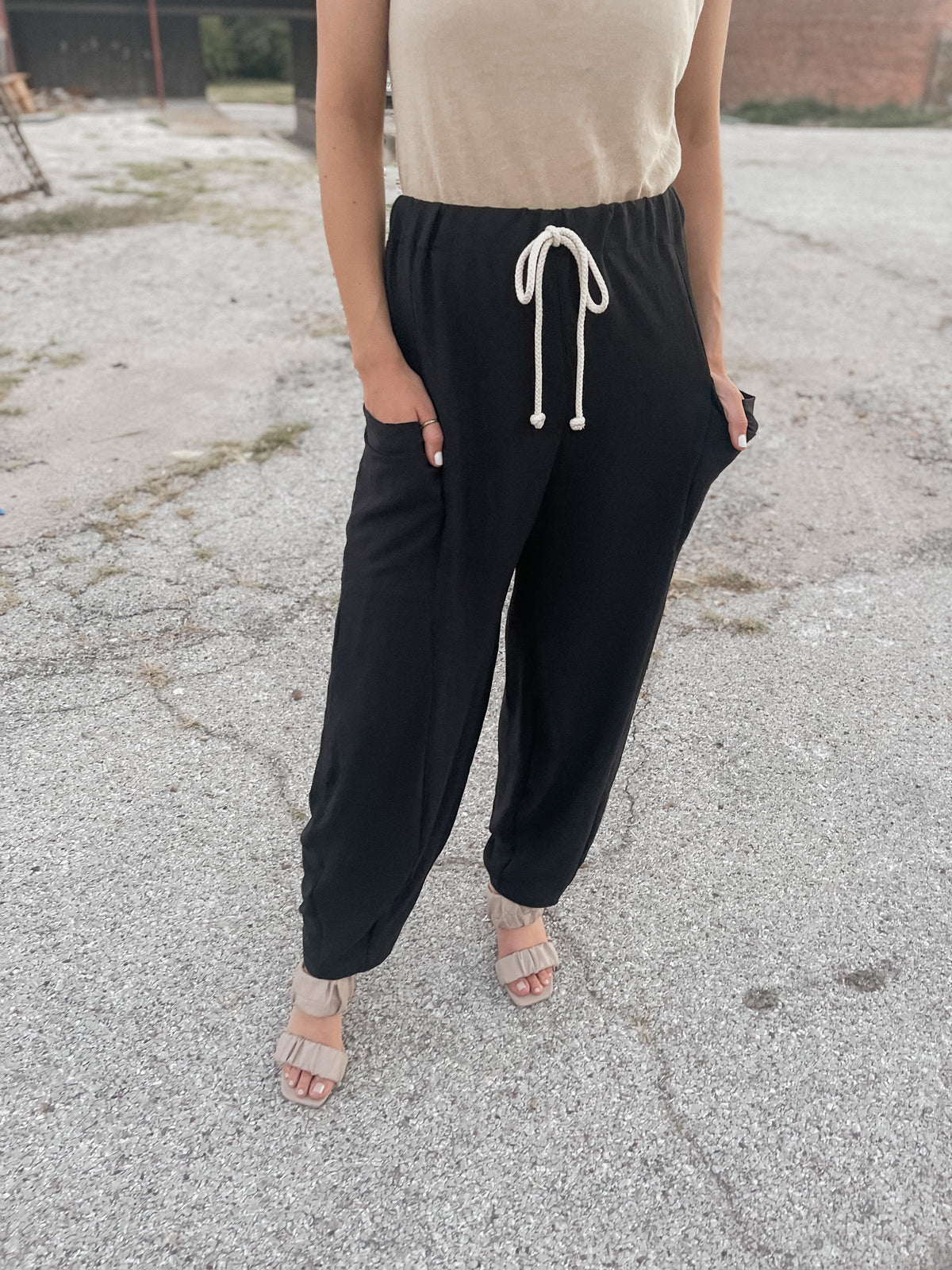 Black Parachute Style Pants