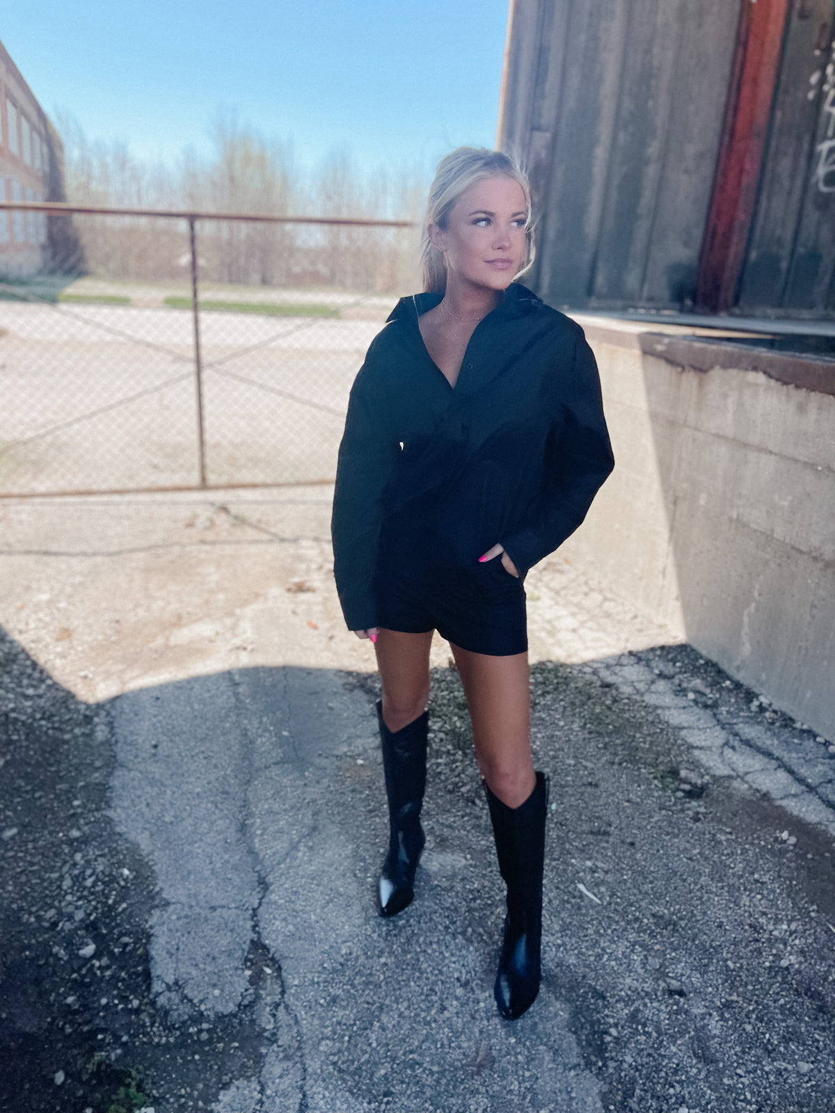 Black Oversized Button Up Shirt