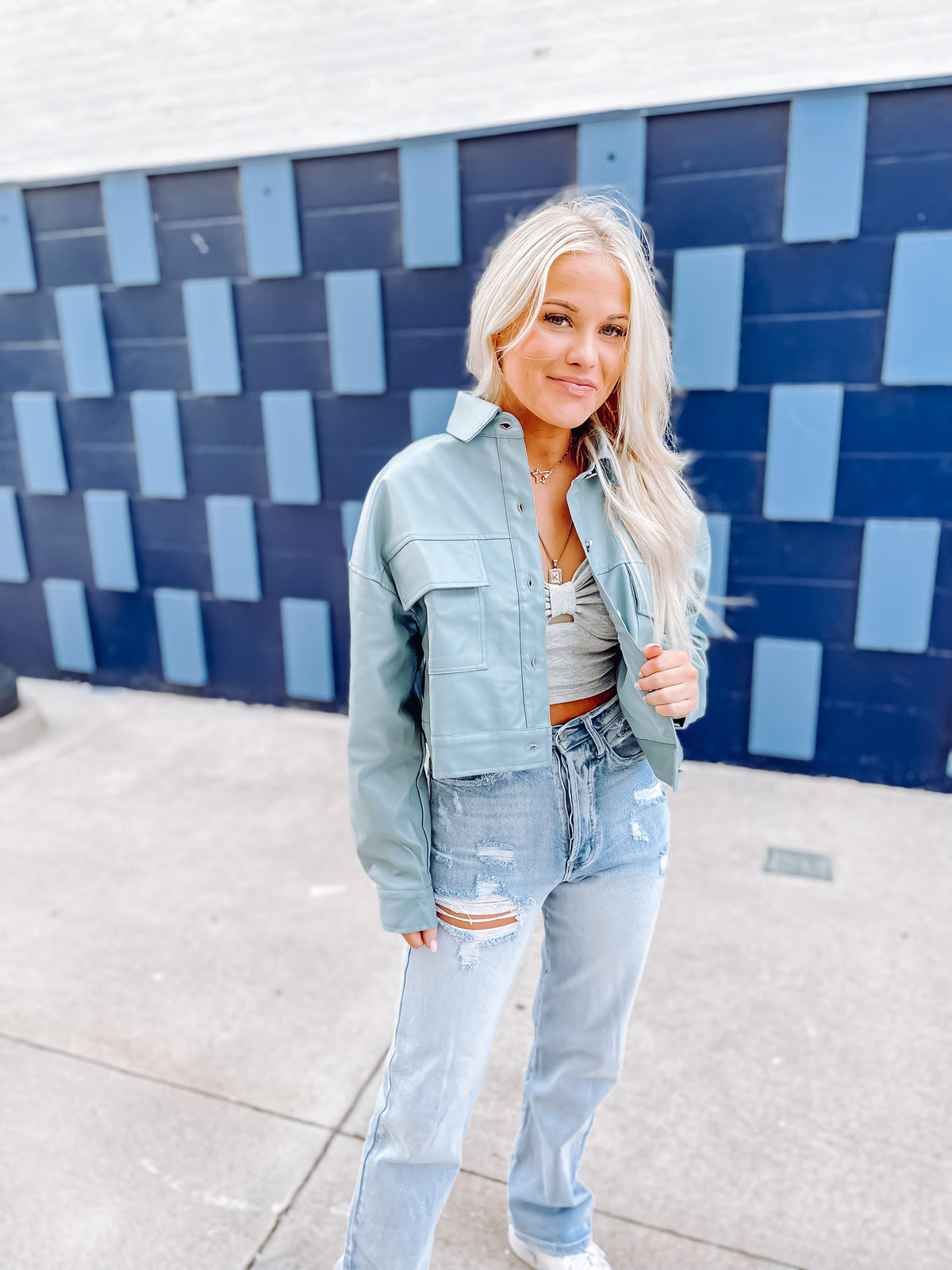 Cropped Vegan Leather Jacket