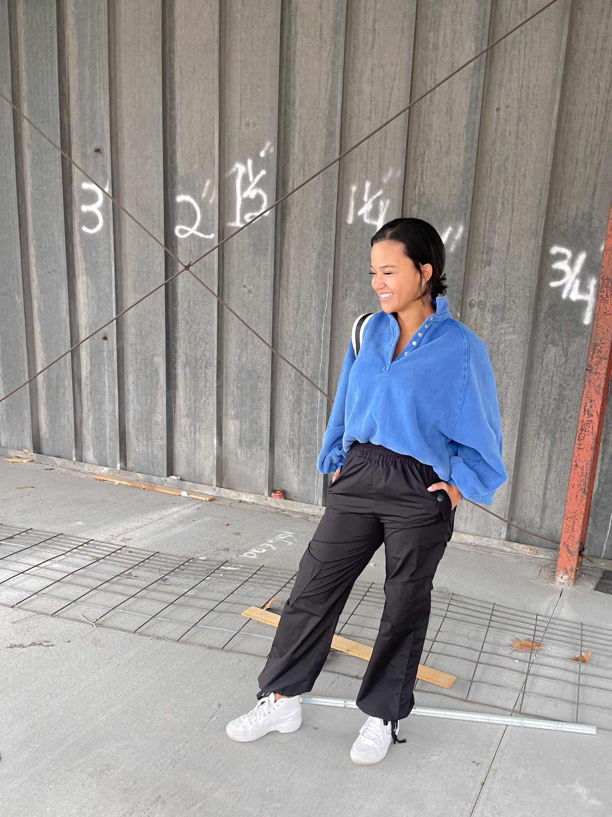 Black Cargo Style Wind Pants