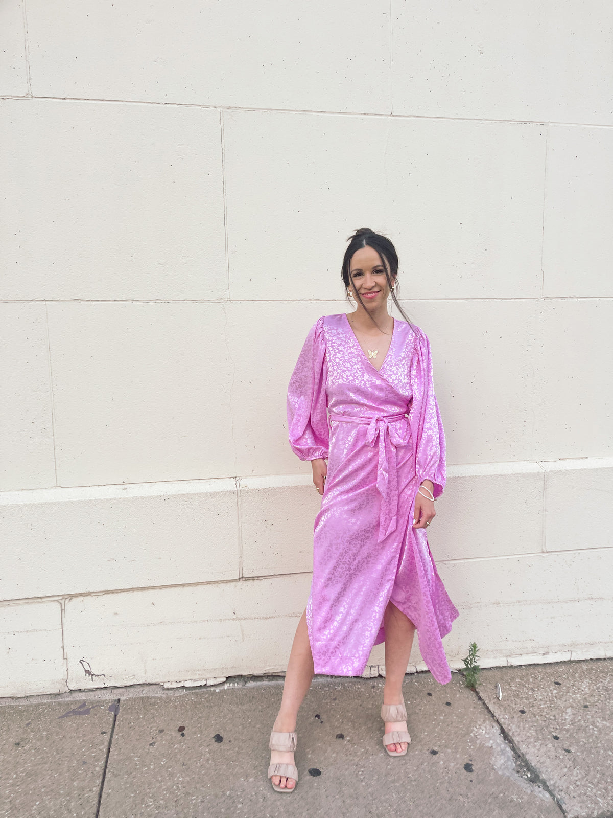 Pale Pink Kimono Style Wrap Dress