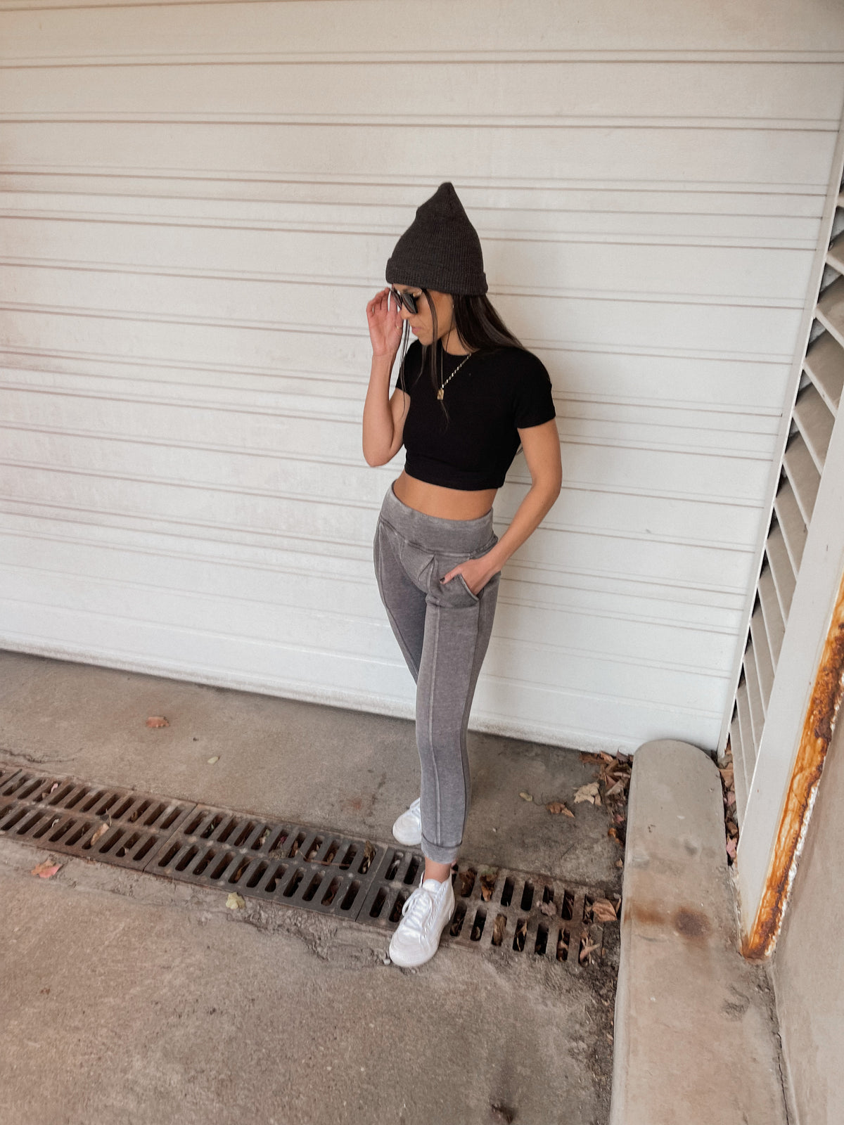Black Micro-Ribbed Crop Top