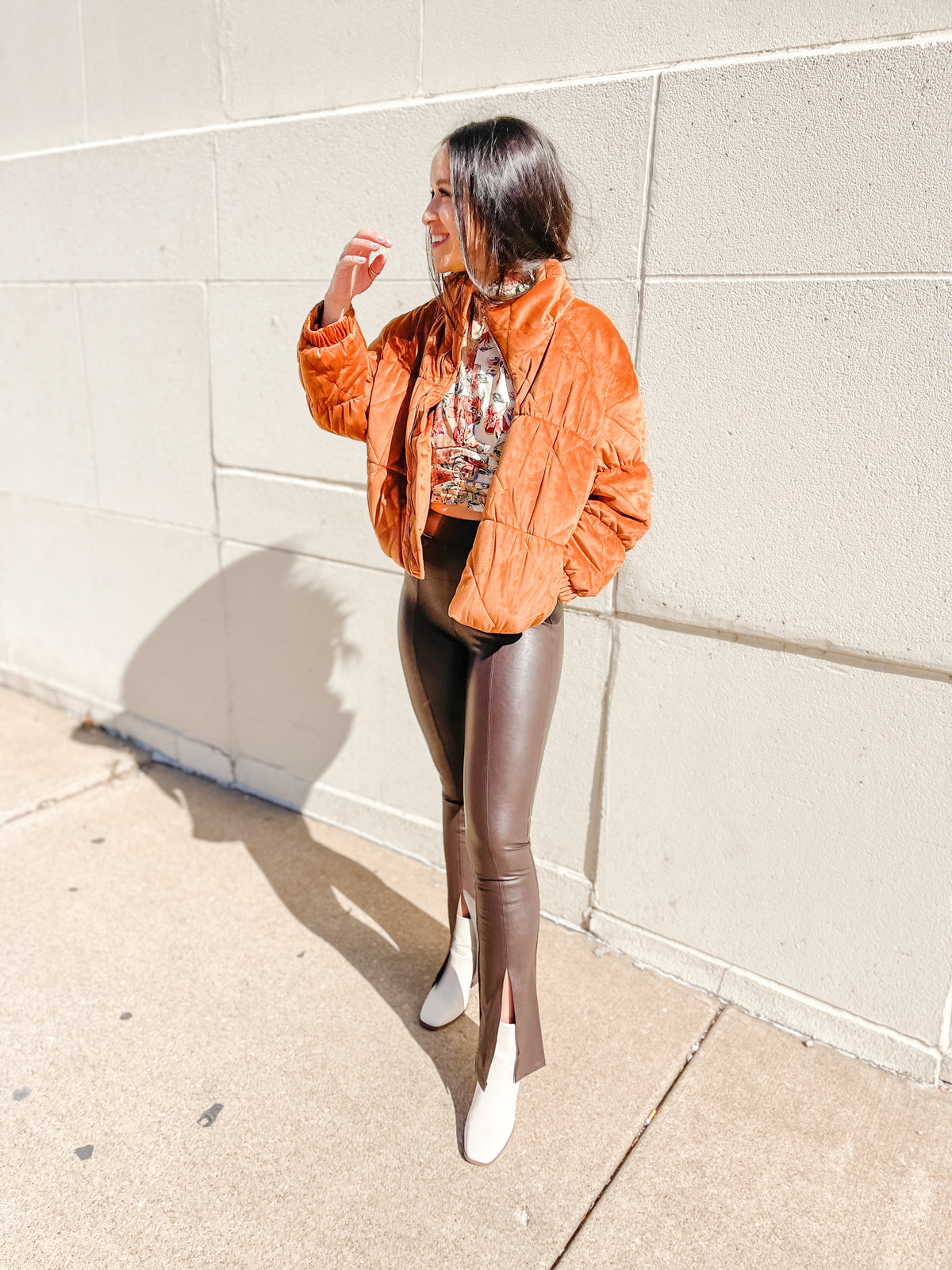 Vegan Leather Split Hem Flare Pants