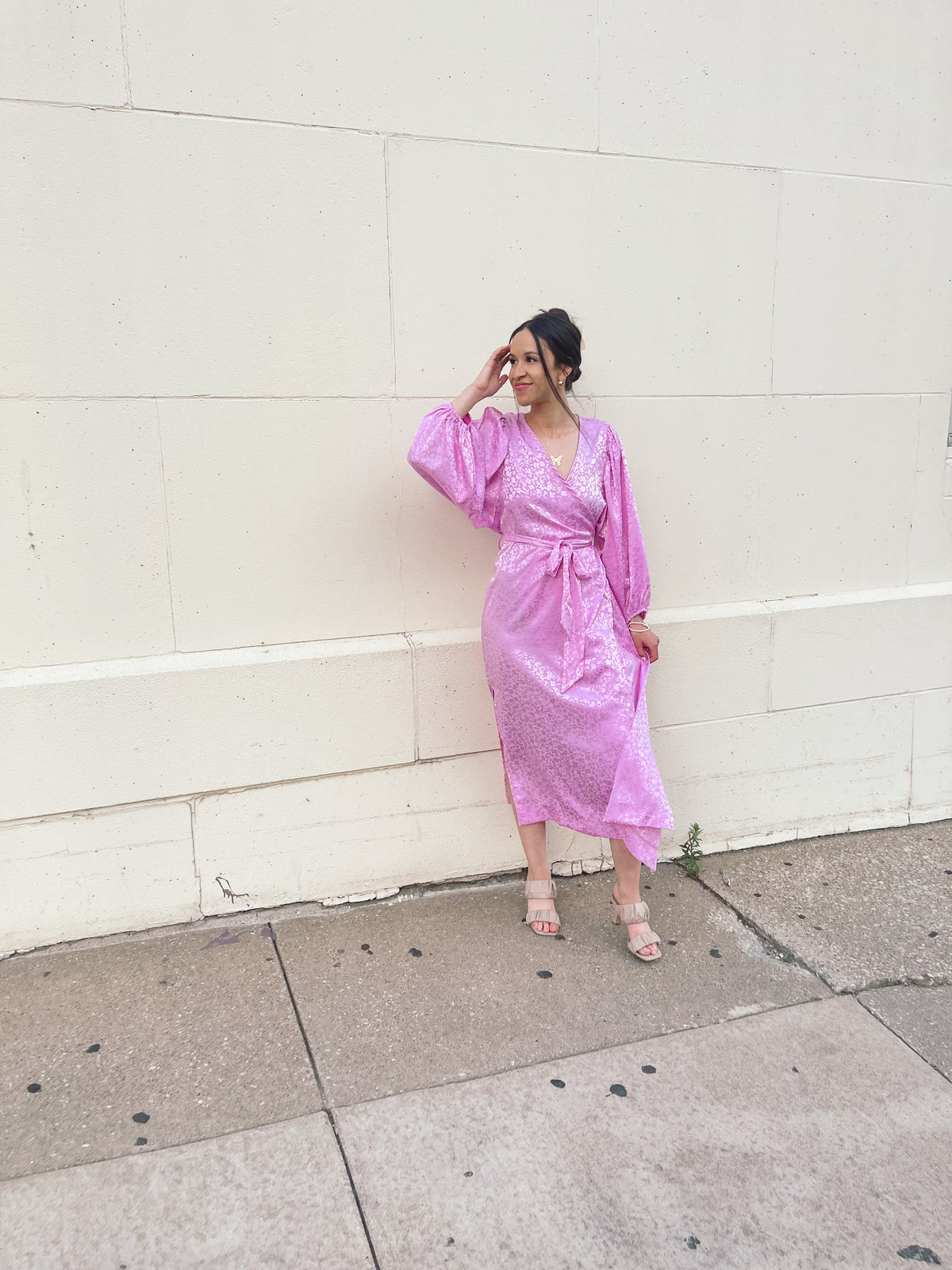 Pale Pink Kimono Style Wrap Dress