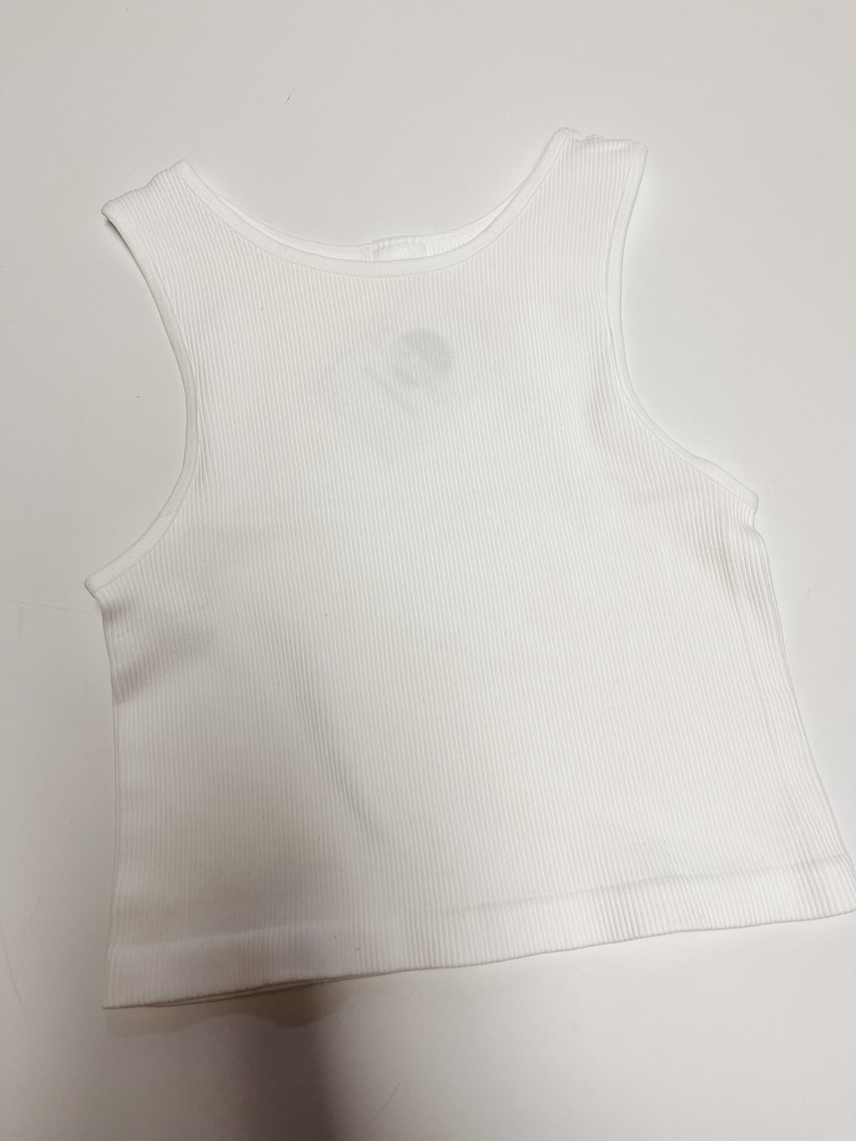 White Thick Rib Crop Tank
